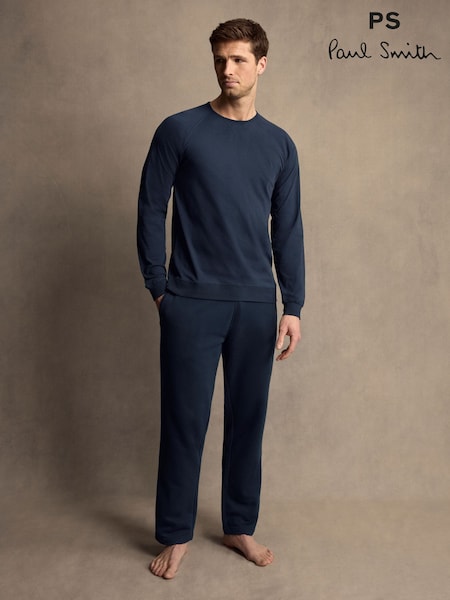PS Paul Smith Navy Lounge Long Sleeve 100% Cotton Top (AV7244) | R$ 640