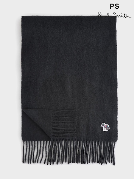 Negro - Ps Paul Smith Wool Zebra Print Logo Stripe Scarf (AV7252) | 99 €