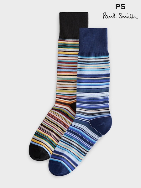 PS Paul Smith Blue/Green Signature Stripe Socks (AV7277) | ₪226