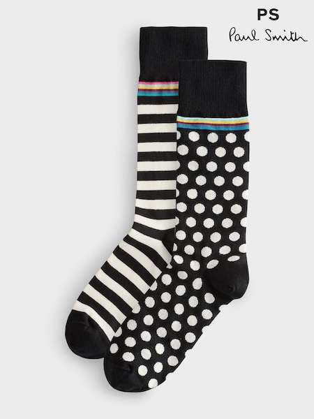 Ps Paul Smith Stripes And Dots Black/white Socks 2 Pack (AV7278) | €66