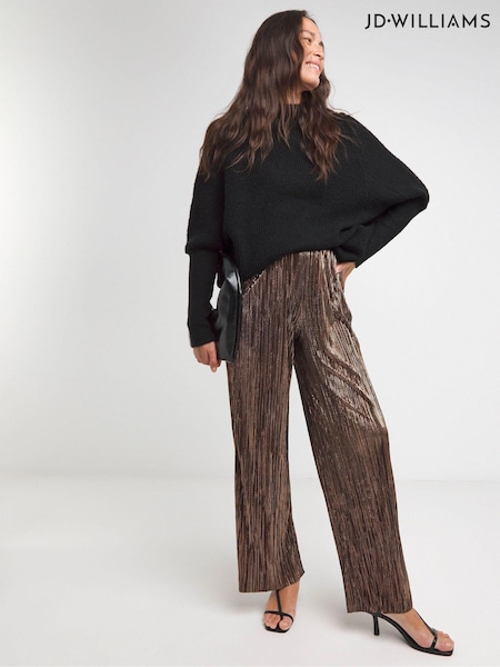 JD Williams Bronze Plisse Foil Wide Leg Pull On Trousers (AV7379) | €30
