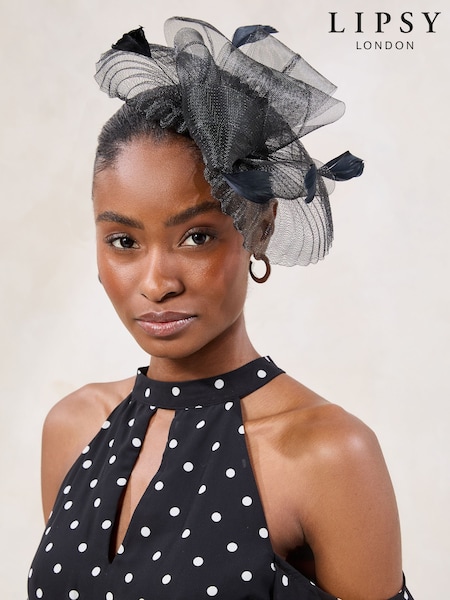 Черный - Pleated Fascinator Clip (AV7383) | €33