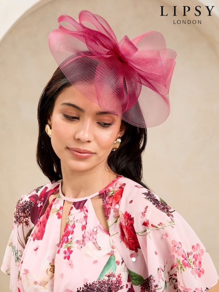 Burgandy - Lipsy Mesh Fascinator Headband (AV7387) | kr380