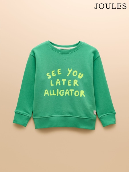 Joules Sundaze Green Crew Neck Slogan Sweatshirt (AV7402) | R$ 160 - R$ 180