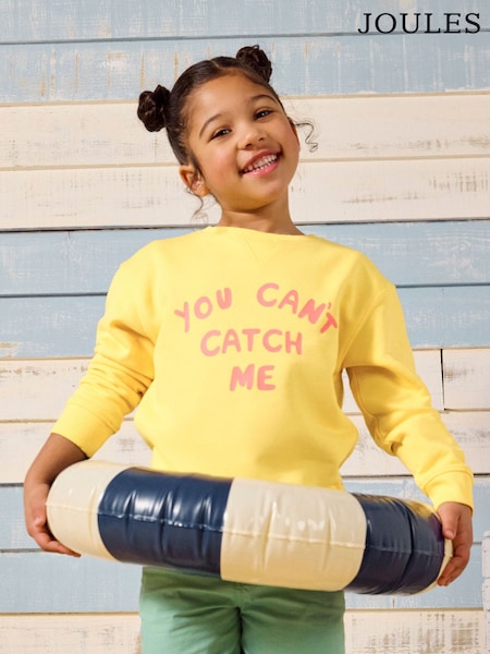 Joules Sundaze Yellow Crew Neck Slogan Sweatshirt (AV7404) | R$ 160 - R$ 180