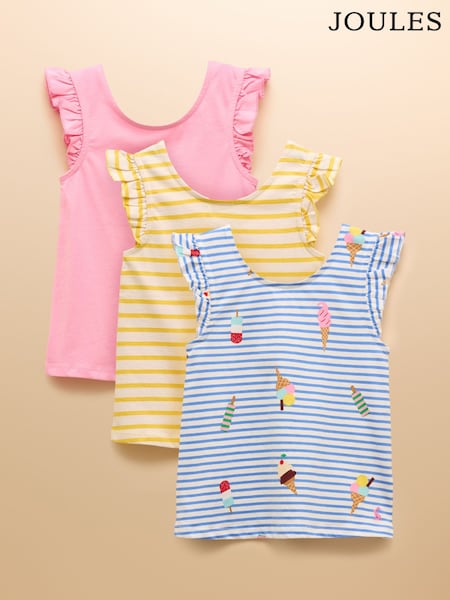 Azul y rosa - Joules Butterfly Frill Sleeve Vest Three Pack (AV7415) | 45 € - 54 €