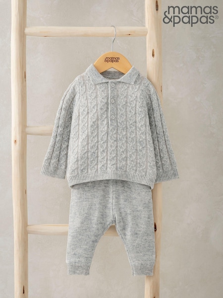 Mamas & Papas Knitted Grey Jumper & Trousers 2 Piece Set (AV7457) | €50