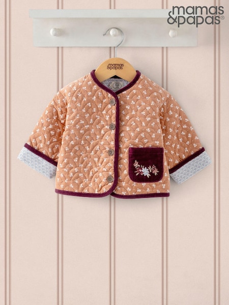 Mamas & Papas Orange Patterned Quilted Jacket (AV7468) | 182 LEI