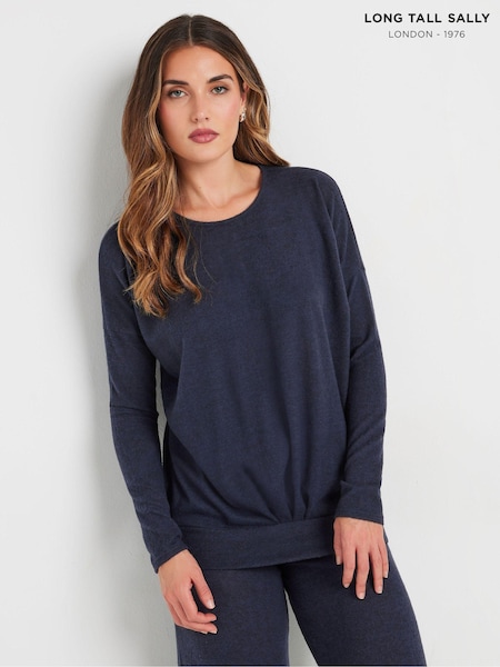Long Tall Sally Blue Natural Soft Touch Pleated Sweatshirt (AV7486) | €46