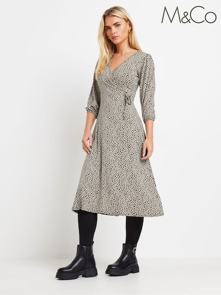 M&Co Natural Petite 3/4 Sleeve Dress (AV7490) | €50