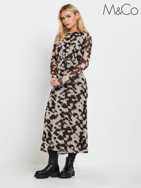 M&Co White & Black Petite Abstract Mesh Midi Dress (AV7491) | €60