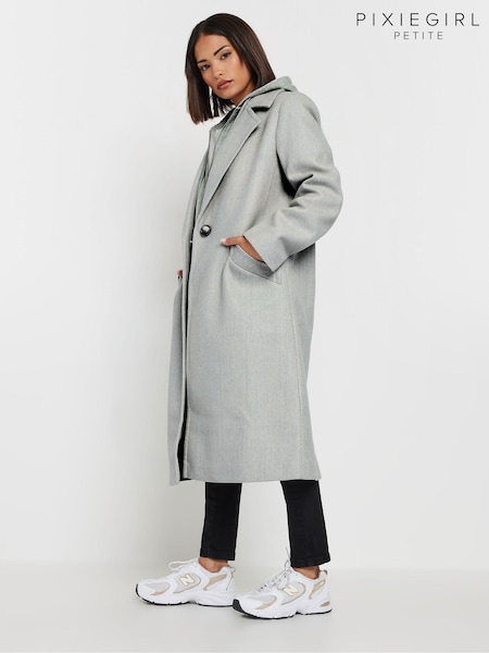 PixieGirl Petite Grey Button City Coat (AV7492) | ₪327