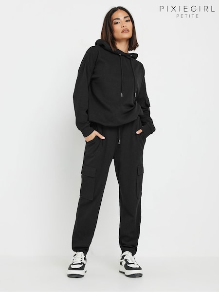 PixieGirl Petite Black Cargo Ribbed Joggers (AV7495) | 1,622 UAH