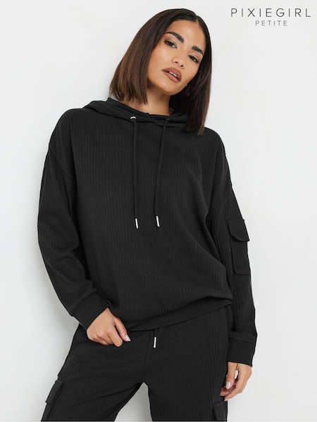 Musta - Pixiegirl Petite Cargo Ribbed Hoodie (AV7503) | €43