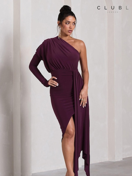 Club L London Catherine One Sleeve Asymmetric Midi Dress With Statement Drape (AV7506) | €41