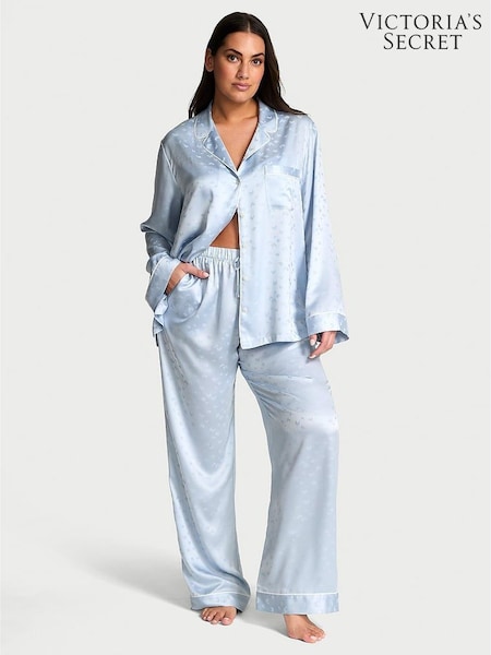 Victoria's Secret Palest Blue Butterfly Jacquard Satin Long Pyjama Set (AV7549) | €79
