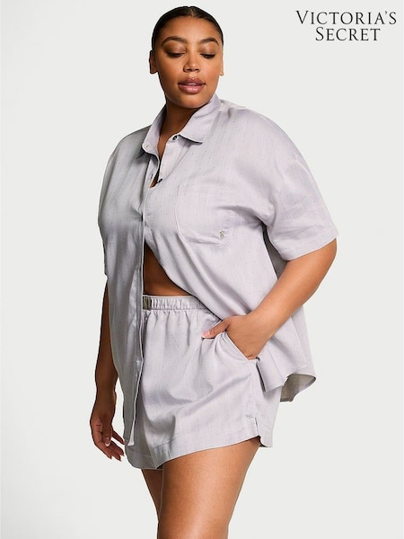 Victoria's Secret Turtle Dove Grey Herringbone Cotton Modal Short Pyjama Set (AV7585) | €63