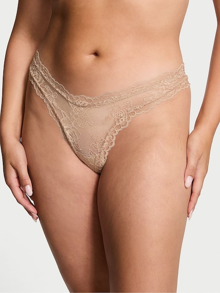 Victoria's Secret Praline Nude Thong Rose Lace Knickers (AV7591) | €20.50