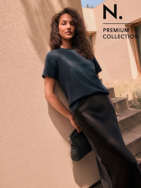 Marinha - Slim Fit SUPIMA® N. Premium Short Sleeve Crew Neck T-Shirt (AV7677) | R$ 175