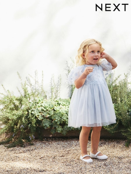 כחול בהיר - Embroidered Mesh Dress (3mths-8yrs) (AV7737) | ‏117‏₪ - ‏143‏ ₪
