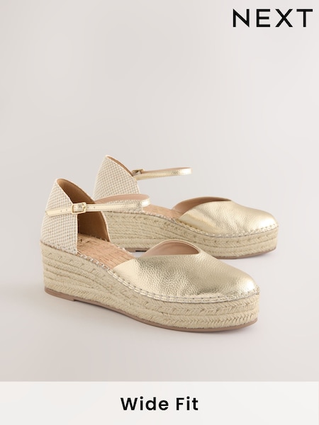 Gold Standard/Wide Fit Forever Comfort® Closed Toe Platform Espadrille Wedges (AV7754) | OMR19