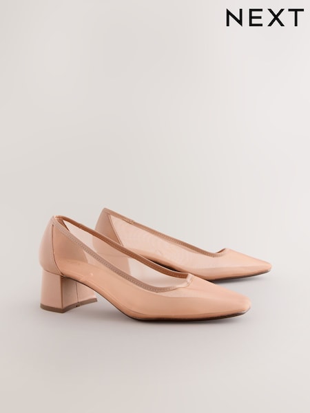 Blush Nude Forever Comfort® Square Toe Mesh Low Block Courts (AV7768) | €57