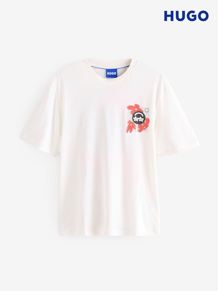HUGO White Logo Print Cotton Jersey T-Shirt (AV7800) | €60