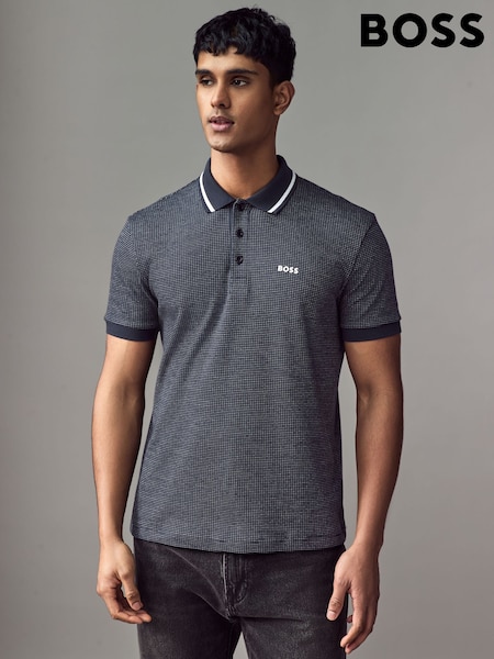 BOSS Blue Jacquard Paddy Polo Shirt (AV7804) | 338 QAR