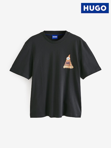 HUGO Black Graphic Cotton Jersey T-Shirt (AV7808) | €75