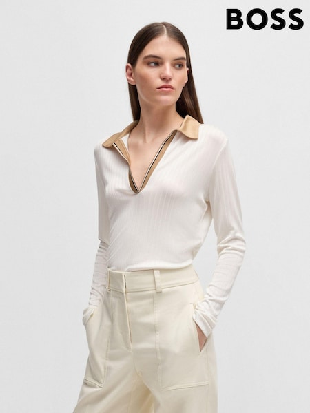 BOSS Signature Stripe V-Neck Collared Blouse (AV7814) | 198 €