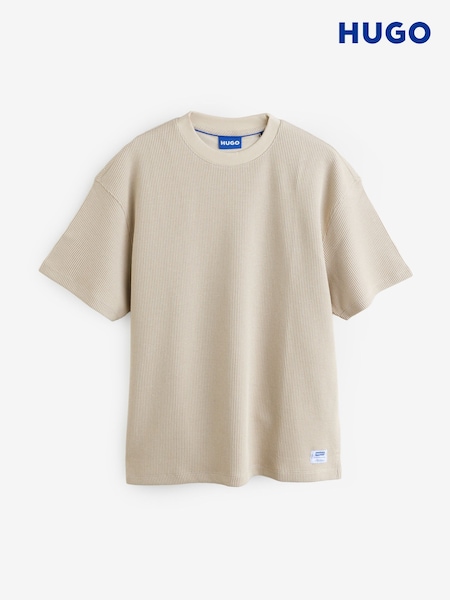 HUGO White Waffle Structure Cotton Blend T-Shirt (AV7817) | 292 QAR