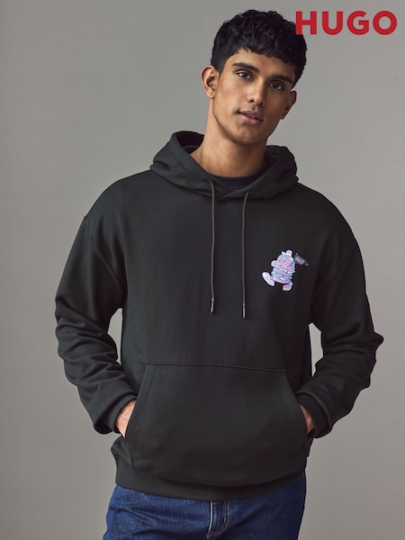 HUGO Black Street Food Graphic Cotton-Terry Hoodie (AV7824) | $208