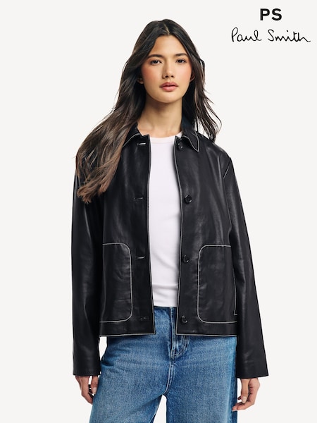 PS Paul Smith Leather Black Jacket (AV7837) | ₪2,917
