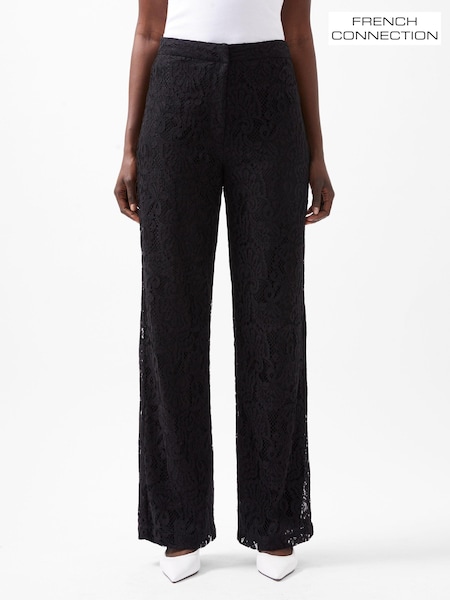 French Connection Black Asura Lace Flared Trousers (AV7920) | ₪448