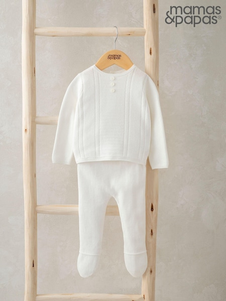 Mamas & Papas Cream Knitted Button Cardigan & Leggings 2 Piece Set (AV7927) | 45 €