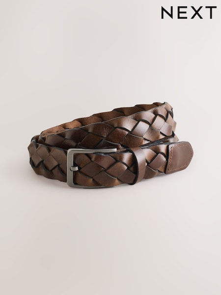 Brown Casual Woven Leather Belt (AV7953) | AED96