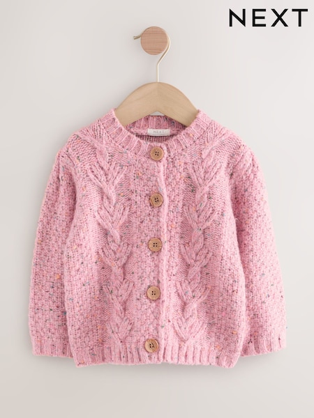 Pink Chunky Knit Bobble Cardigan (3mths-10yrs) (AV7965) | AED91 - AED112