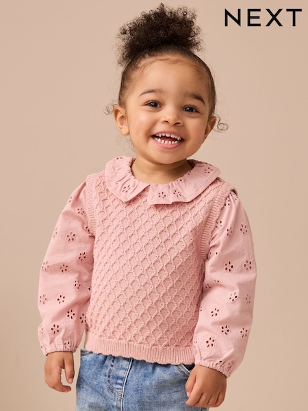 Pink Mock Layer Knit Jumper (3mths-7yrs) (AV7973) | AED81 - AED102