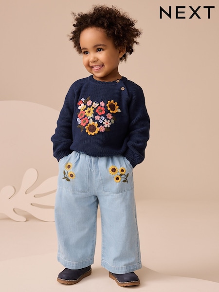 Blue Denim Sunflower Jeans and Jumper Set (3mths-7yrs) (AV7983) | €36 - €42