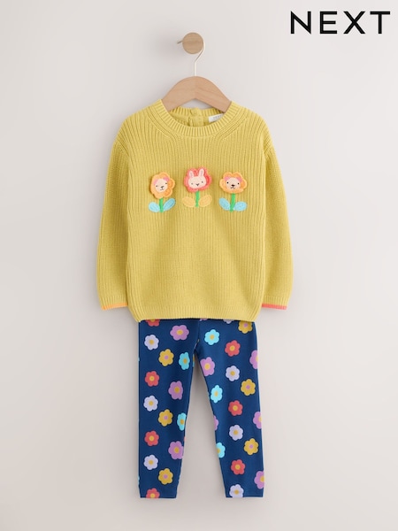 أخضر - Flowerpot Jumper and Leggings Set (3mths-7yrs) (AV7987) | ‏117 د.إ.‏ - ‏ 137‏ د.إ.
