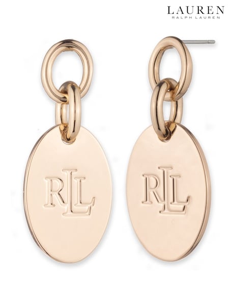Lauren Ralph Lauren Gold Tone Logo Drop Earrings (AV8075) | €73