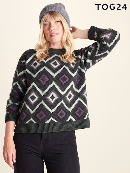 Grå - Tog 24 Solana Chunky Fairisle Inspired Knit Jumper