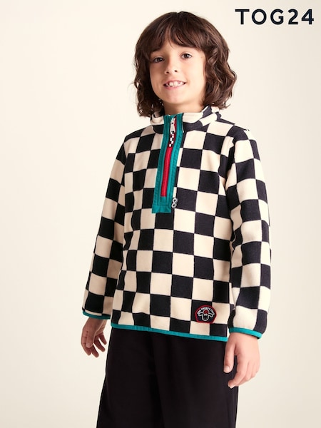 Cream - Tog 24 Kids Brecknock Shaun The Sheep Print Zip Neck Fleece