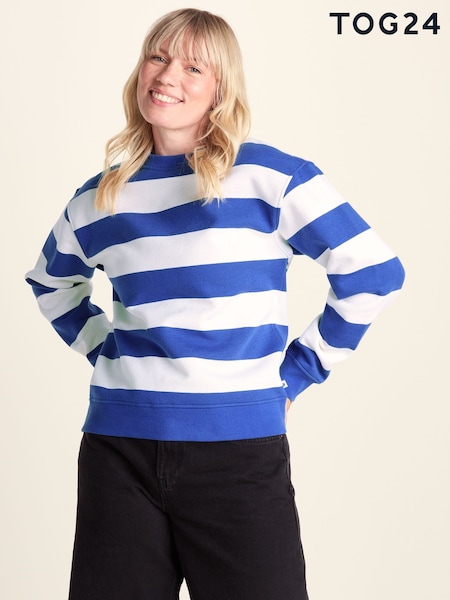 Blue - Tog 24 Yuri Supersoft Crew Neck Striped Sweat Top