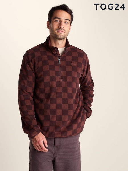 Smeđa - Regular Tog 24 Charlton Printed Midweight Microfleece Half Zip Fleece