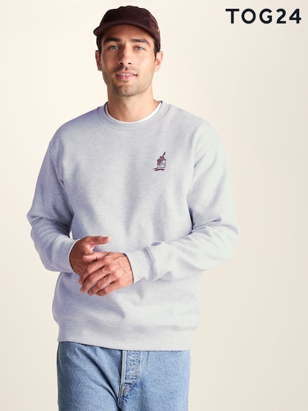 אפור - Regular Tog 24 Graft Supersoft Graphic Print Crew Neck Sweatshirt
