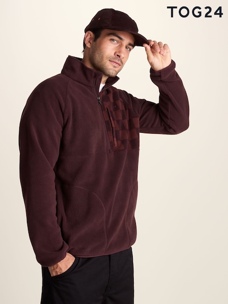 Brown - Regular Tog 24 Barker Midweight Microfleece Half Zip Pullover Fleece