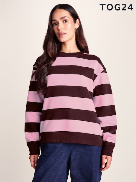 Purple - Tog 24 Yuri Supersoft Crew Neck Striped Sweat Top