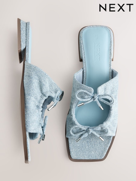 Denim Blue Standard/Wide Fit Forever Comfort® Double Bow Mules (AV8181) | $65