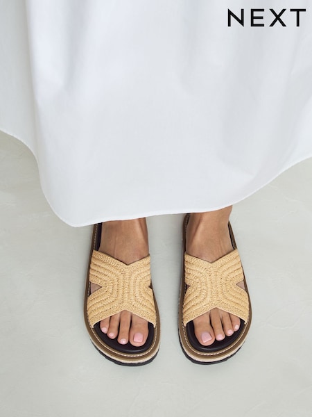 Neutral Forever Comfort® Chunky Raffia Mules (AV8183) | €66